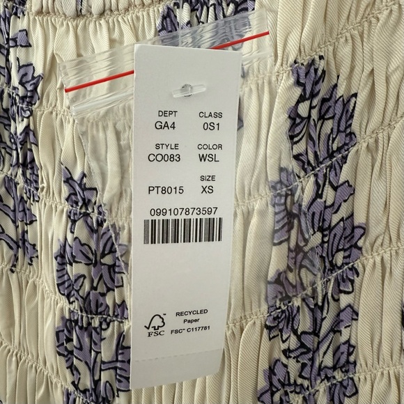 NWT J.Crew Smocked-bodice midi dress in blooming lilac block print (size xs) - Picture 9 of 10